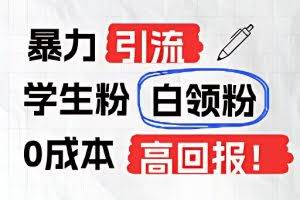 暴力引流学生粉白领粉，吊打以往垃圾玩法，0成本，高回报
