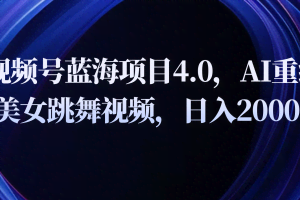视频号蓝海项目4.0和拓展玩法，AI重绘美女跳舞视频，日入2000+