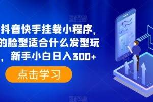 0粉抖音快手挂载小程序，你的脸型适合什么发型玩法，新手小白日入300+【揭秘】