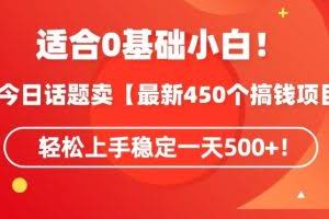靠今日话题玩法卖【最新450个搞钱玩法合集】，轻松上手稳定一天500+【揭秘】