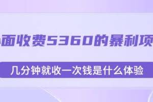 外面收费5360的暴利项目，几分钟就收一次钱是什么体验，附素材【揭秘】