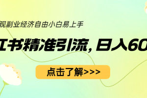 小红书精准引流，小白日入600+，轻松实现副业经济自由（教程+1153G资源）