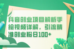 抖音创业项目解析手绘视频详解，引流精准创业粉日100+
