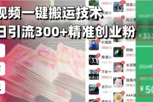 （13961期）西瓜视频一键搬运技术，稳定日引流300+精准创业粉，简单可复制给团队，…