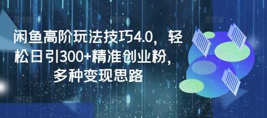 闲鱼高阶玩法技巧4.0,轻松日引300+精准创业粉,多种变现思路