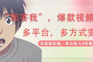 回答我爆款视频，自带流量，AI拉新分成计划等多方式多平台变现，单日收入4位数