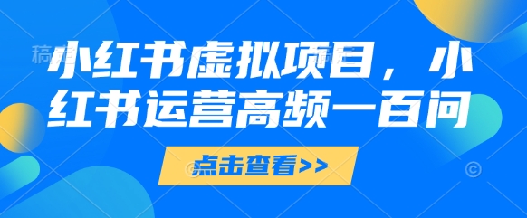 小红书虚拟项目,小红书运营高频一百问【文档】