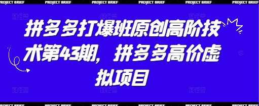 拼多多打爆班原创高阶技术第43期,拼多多高价虚拟项目