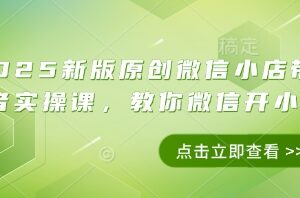 2025新版原创微信小店带货者实操课，教你微信开小店