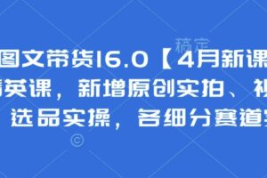 抖音图文带货16.0【4月新课】基础+精英课，新增原创实拍、视频混剪、选品实操，各细分赛道实操