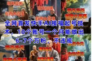 全网首发快手AI接福起号涨粉技术，10个账号一个月能做出6-7个万粉，不违规