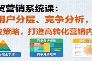 外贸营销系统课：含用户分层、竞争分析，授卖品、定位策略，打造高转化营销内容