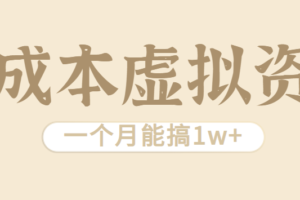 相当暴利的虚拟资源项目，无需成本一个月能搞1w+