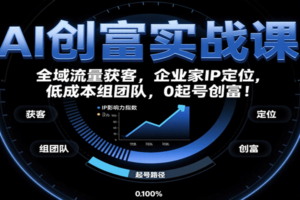 AI创富实战课：企业家IP定位，全域流量获客，低成本组团队，0起号创富！