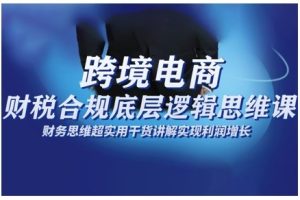 跨境电商财稅合规底层逻辑思维课，财务思维超实用于货讲解实现利润增长
