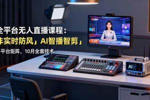 （16414期）全平台无人直播课程：非实时防风＋AI智播智剪＋多平台矩阵，10月全套技术