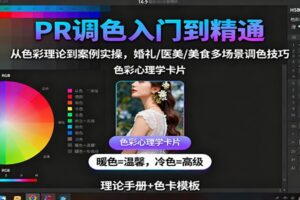 PR调色入门到精通：从色彩理论到案例实操，婚礼/医美/美食多场景调色技巧