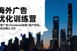 （16609期）海外广告优化训练营：谷歌广告+Facebook投放+账户优化，轻松月薪1-3万