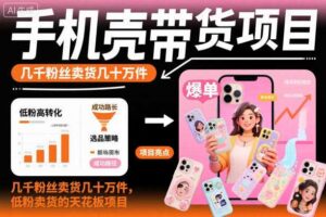 手机壳带货项目，几千粉丝卖货几十万件，短视频低粉卖货的天花板项目