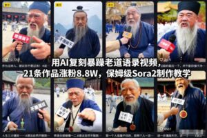 用AI复刻暴躁老道语录视频,21条作品涨粉8.8W,保姆级Sora2制作教学