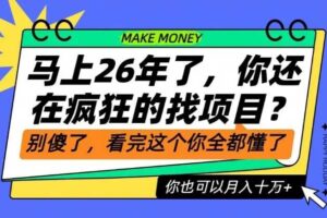 26年了，不要再疯狂的找项目了，看完这个你也可以月入十个W【揭秘】