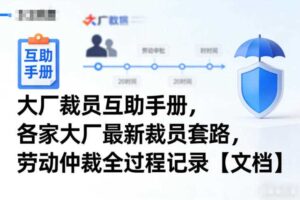大厂裁员互助手册，各家大厂最新裁员套路，劳动仲裁全过程记录【文档】