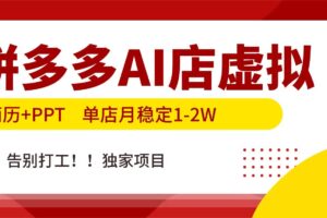 (17048期)拼多多AI店,简历+PPT,单店月稳定1-2W,告别打工,独家项目!