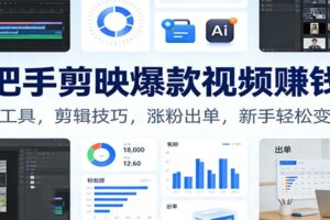 手把手剪映爆款视频赚钱课:AI工具,剪辑技巧,涨粉出单,新手轻松变现