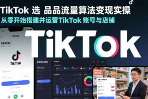 TikTok选品流量算法变现实操，从零开始搭建并运营TikTok账号与店铺