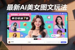 最新AI美女图文玩法,制作简单,吸引男粉变现,单天收益7张