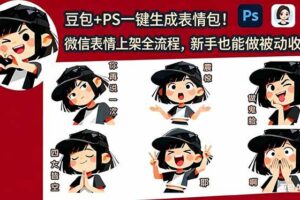 (18402期)豆包+PS一键生成表情包!微信表情上架全流程,新手也能做被动收入