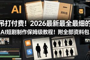 吊打付费!2026最新最全最细的AI短剧制作保姆级教程!附全部资料包